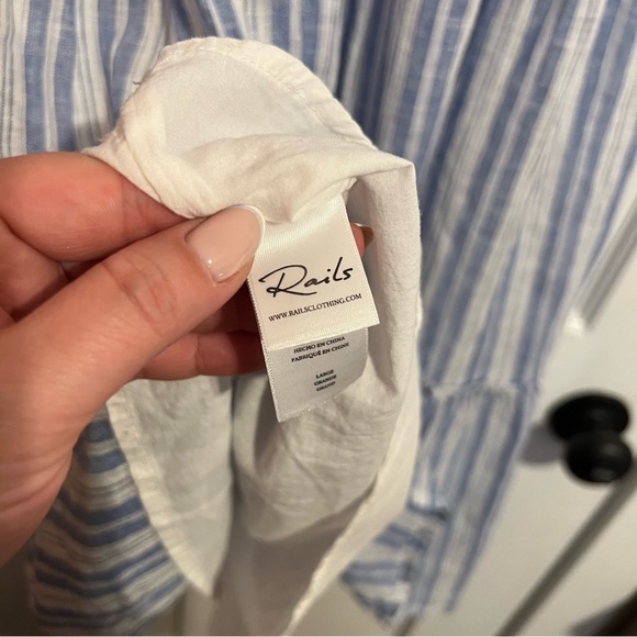 #64 RAILS AMELLIA STRIPED LINEN-BLEND MIDI DRESS $258 - Picture 6 of 7